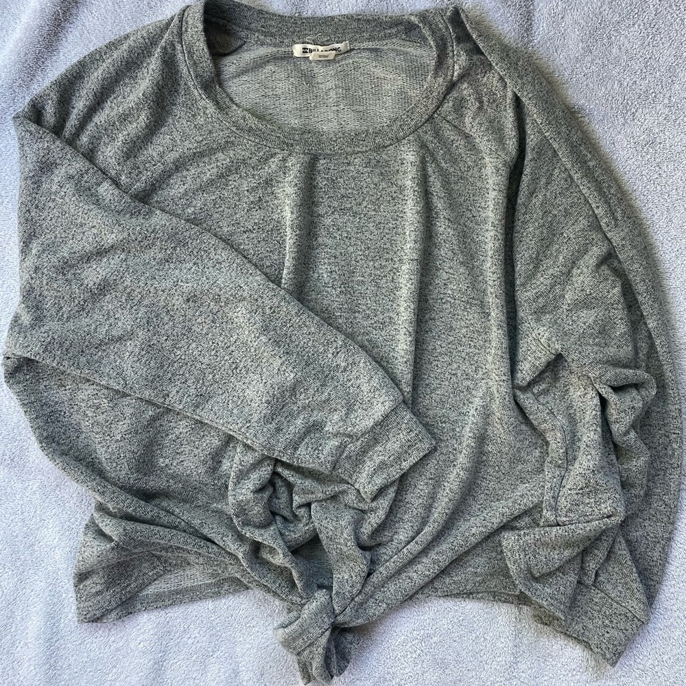 Grey Billabong Tie-Front Sweater
